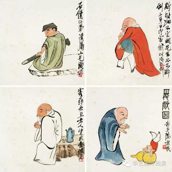 齐白石（1864-1957） 人物四帧

　　成交价：RMB 12，650，000