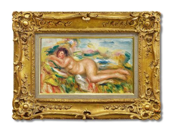 　　2016西泠秋拍 雷诺阿 《草地上的裸女》 　　来源于雷诺阿画室，1918年收入作品集，为其代表作最初版