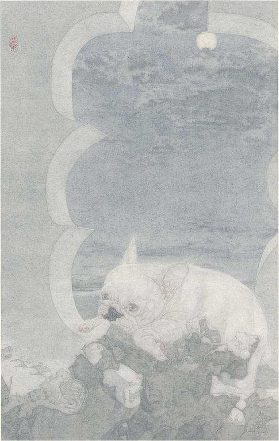 《世界线-·-夤夜》81.5×51.5厘米 纸本 郑庆余2015年