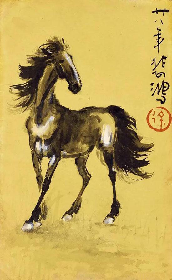 徐悲鸿（1895-1953） 马 1939年作 设色纸本 镜心 15×9cm估价：RMB 210，000-240，000 来源：新加坡藏家旧藏 