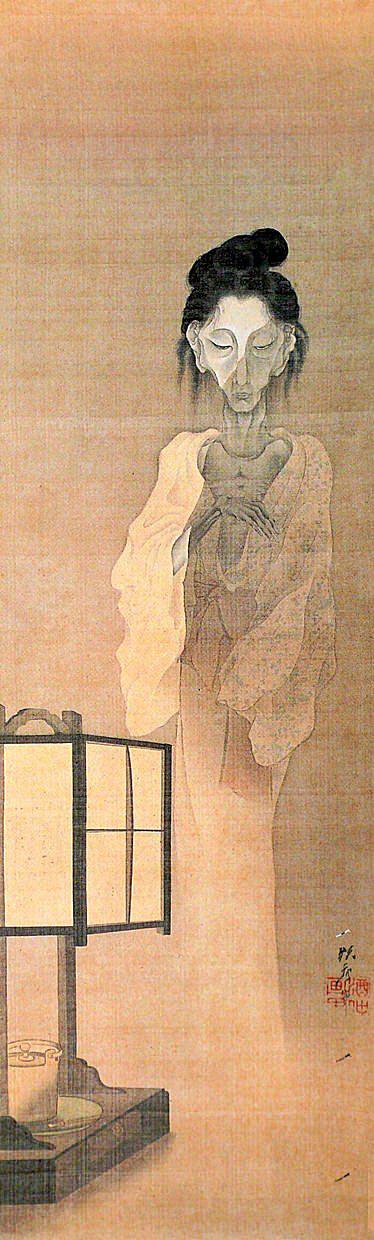 河锅晓斋『幽霊図』明治3（1870）年以前　绢本淡彩、金泥