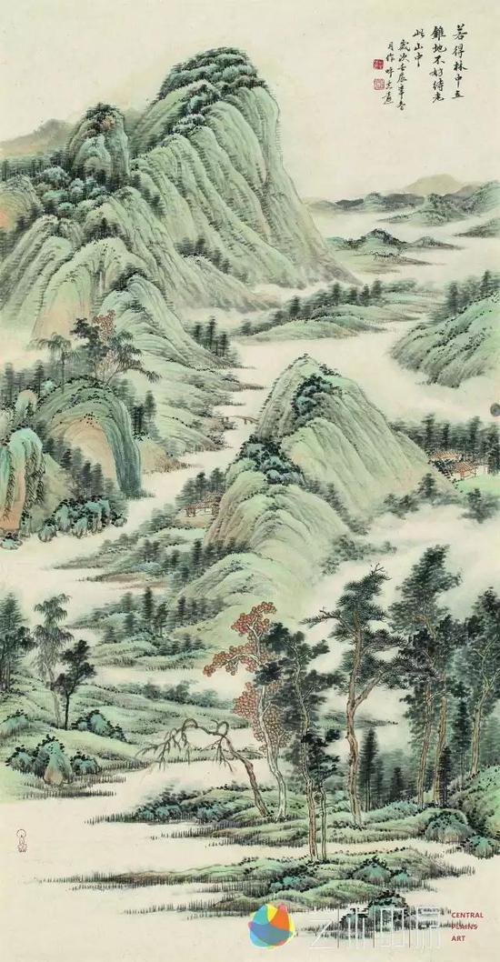  呼志远 若得林中立锥地 不妨待老此山中 142cm×73cm