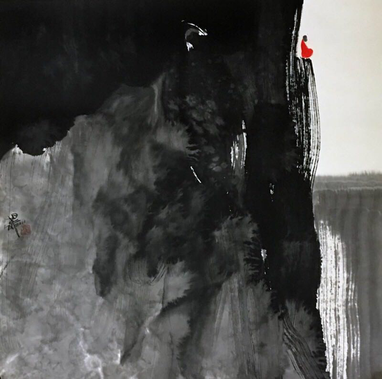 《逸乐心禅》，纸本水墨，80×80cm，2011 年