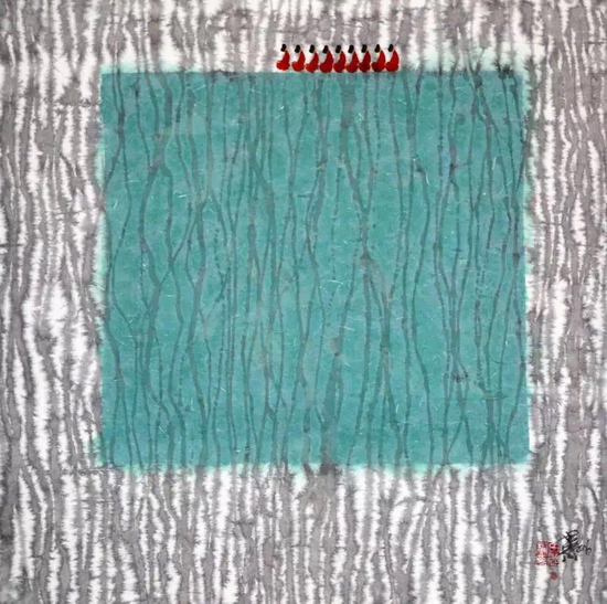 《风定有余声》，纸本水墨，68×68cm，2016 年