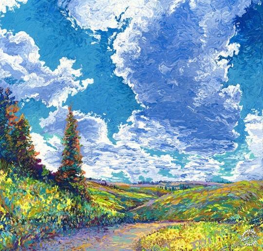 一个用手指画画的美女油画家，画风有多清奇？第18张图片