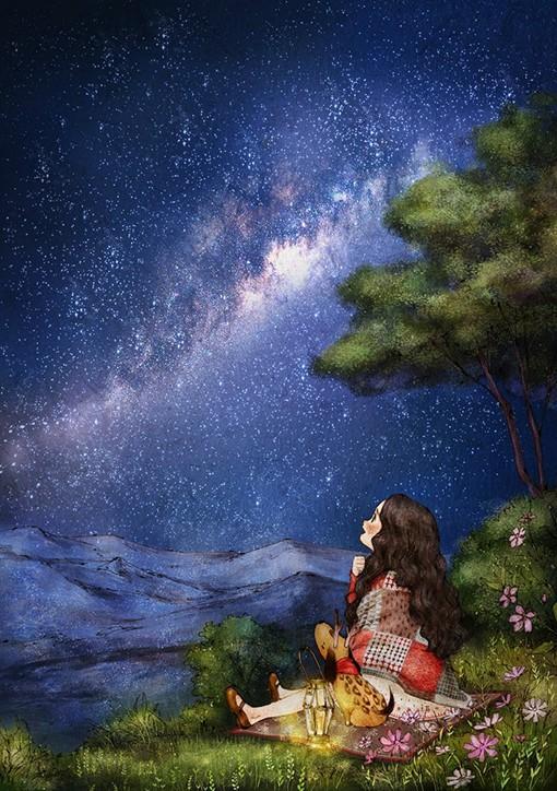 浪漫唯美的童话风女生插画作品