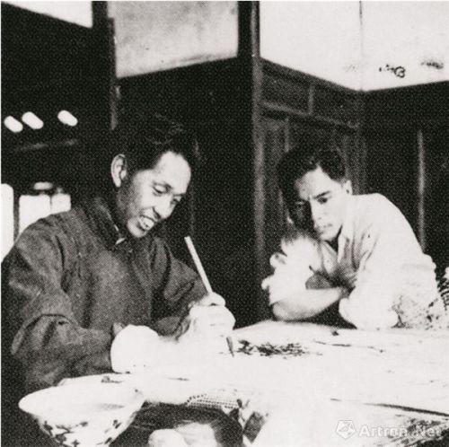 1942年，赵望云（左）与关山月在重庆