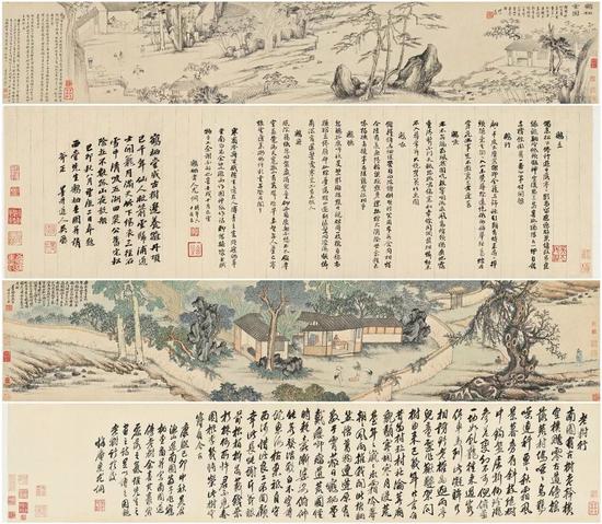 　　傅山（1607-1684）、吴歴（1632-1718）为尤侗（1618-1704）作《鹤栖堂图》纸本 手卷傅山作于1682年／吴歴作于1699年