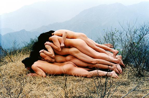 To Add One Meter to an Anonymous Mountain《 为无名山增高一米 》1995-150x120cm