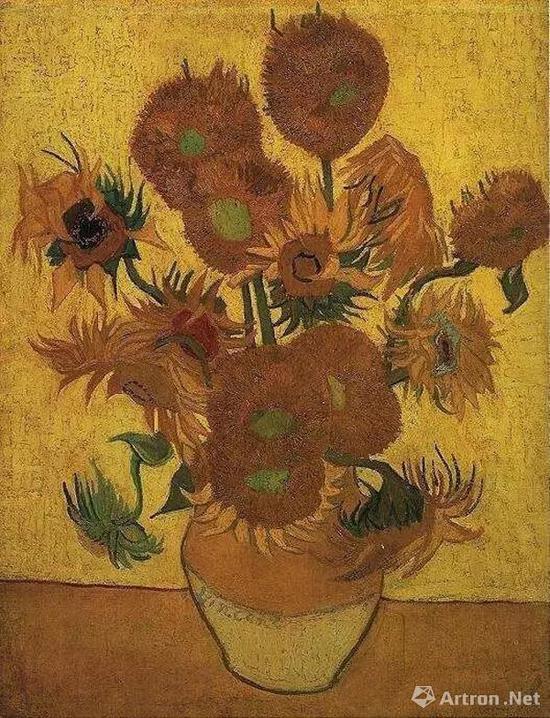 梵高《花瓶里的十五朵向日葵》1889年1月