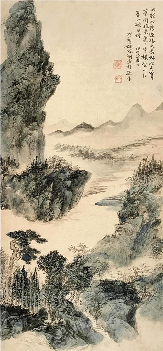 胡佩衡 水影沙痕 91×43cm 1938年