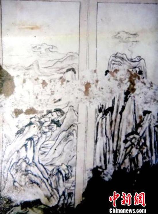 山水屏风画或为迄今发现最早的唐代山水画。陕西省考古研究院供图