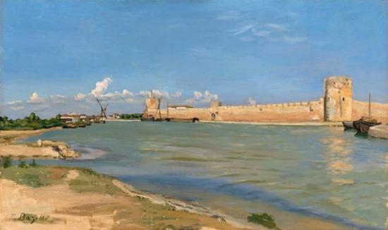 Frédéric Bazille， The Western Ramparts at Aigues-Mortes （1867）。