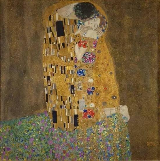古斯塔夫?克里姆特，《吻》，1908年， 现藏于奥地利美景宫美术馆（?sterreichische Galerie Belvedere）。图片：Getty Images