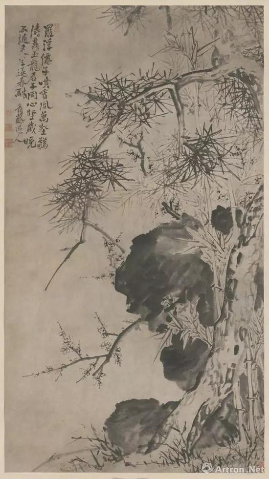 明 徐渭 《三友图》轴  纸本  142.4*79.4cm  南京博物院藏