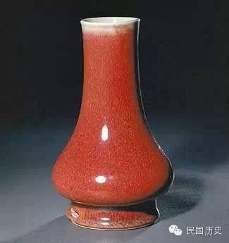 陶瓷之宝郎窑红釉穿带直口瓶
