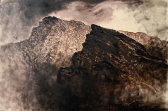 布面油画《涿鹿之野 · 山水》（1号）尺寸：145.5x97cm 2017