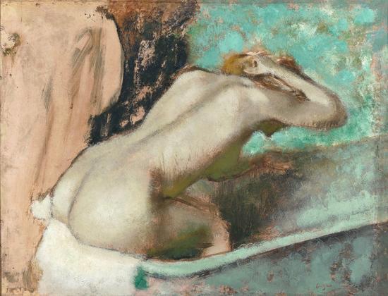 《坐在浴缸边的女人》（Woman Seated on the Edge）埃德加·德加，1880-95年