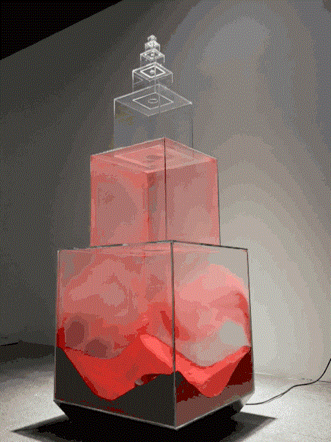 汤杰 《红尘》沙子、玻璃、电子元件（图片来源：中国雕塑学会）