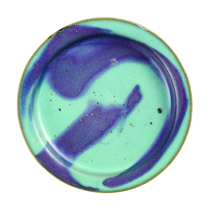 宋至金 鈞窰月白釉紫斑折沿盤