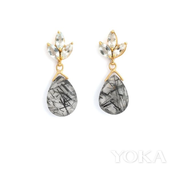 Liz Genetti 黑发晶海蓝宝石耳环，$ 135.00，图片来自Liz Genetti Jewelry官网。