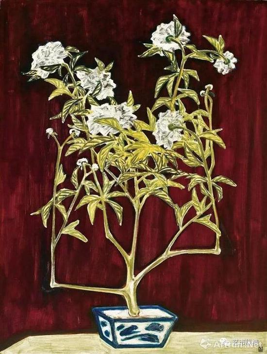 常玉 《青花盆与菊》 20世纪50年代  香港佳士得供图