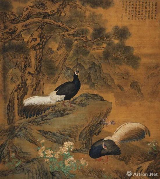 郎世宁、 金廷标 《火鸡图》 1759-1760年   设色绢本  194x217cm