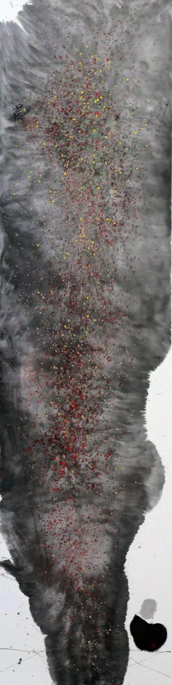 《墨浓不掩红》，纸本水墨，136×34cm ，2012年作