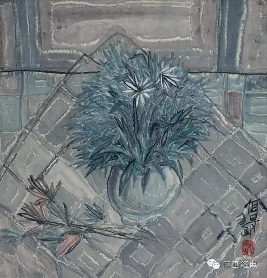 杨佴旻《白菊花》1992 71.5X68.6cm纸本设色