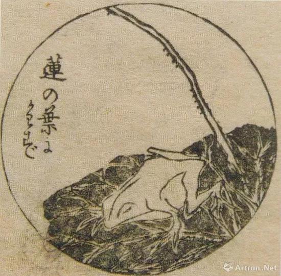 葛饰为斎“花鸟山水画式”五编、1865、墨摺、12.1 x 18.1cm、个人蔵、p。 142
