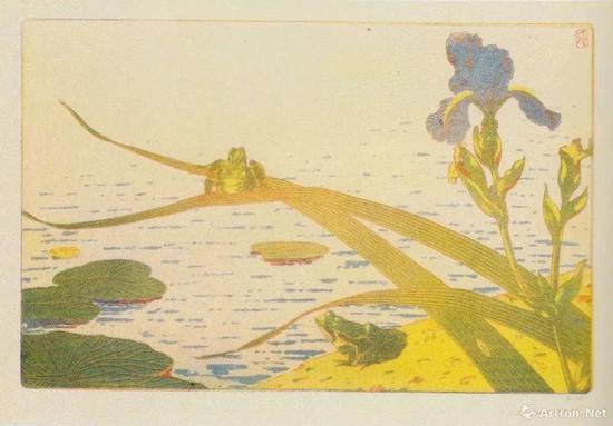 Charles-Louis Houdard， Frogs （ from “L‘Estampe originale”， Album VIII ）， 1894， three-coloraquavit on paper， 26.1 x 40cm， Mitsubishi Ichigokan Museum， Tokyo， p.168