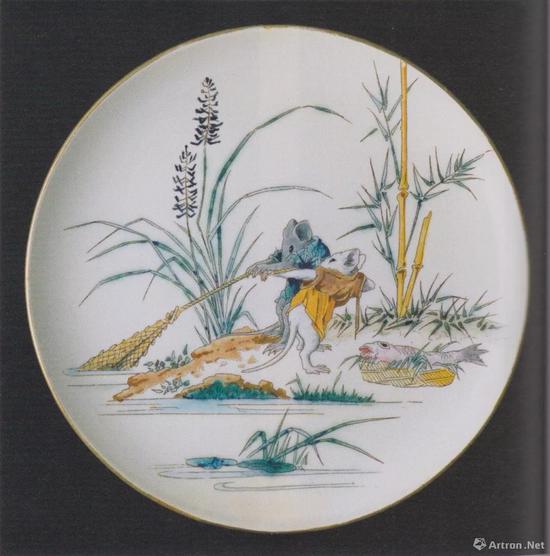 Manufacture Jules Vieillard &amp； Cie， Plate with Mice Fishing， from the Service “Souris”， c。 1870， faience， dim。 22.7cm，The National Museum of Western Art， Tokyo， p。 136