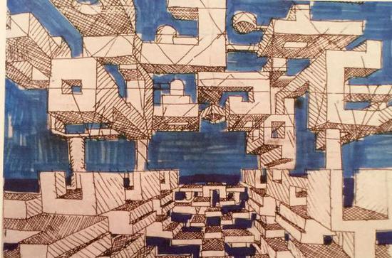 “空中城市”，尤纳喜欢用画图的方式来表达他的建筑理论 ?Yona Friedman