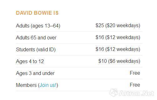 布鲁克林博物馆官网公示的展览票价