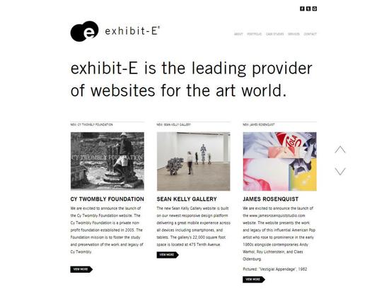 exhibit-E的网站。exhibit-E拥有数百位艺术界，包括画廊、艺术家和基金会方面的客户
