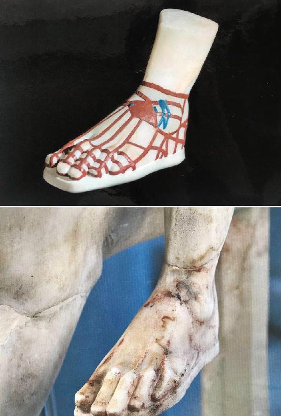 希腊雕像中脚部的色彩复原