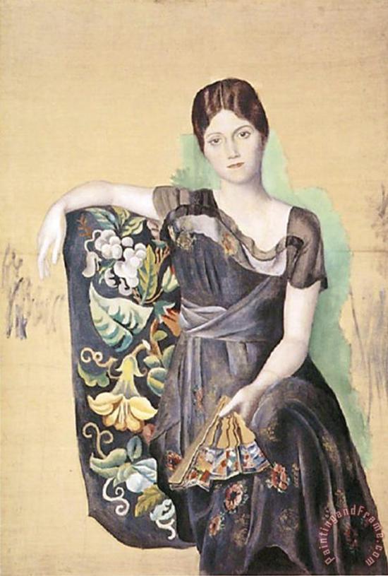 《奥尔嘉在扶手椅里的肖像》，毕加索，1918年