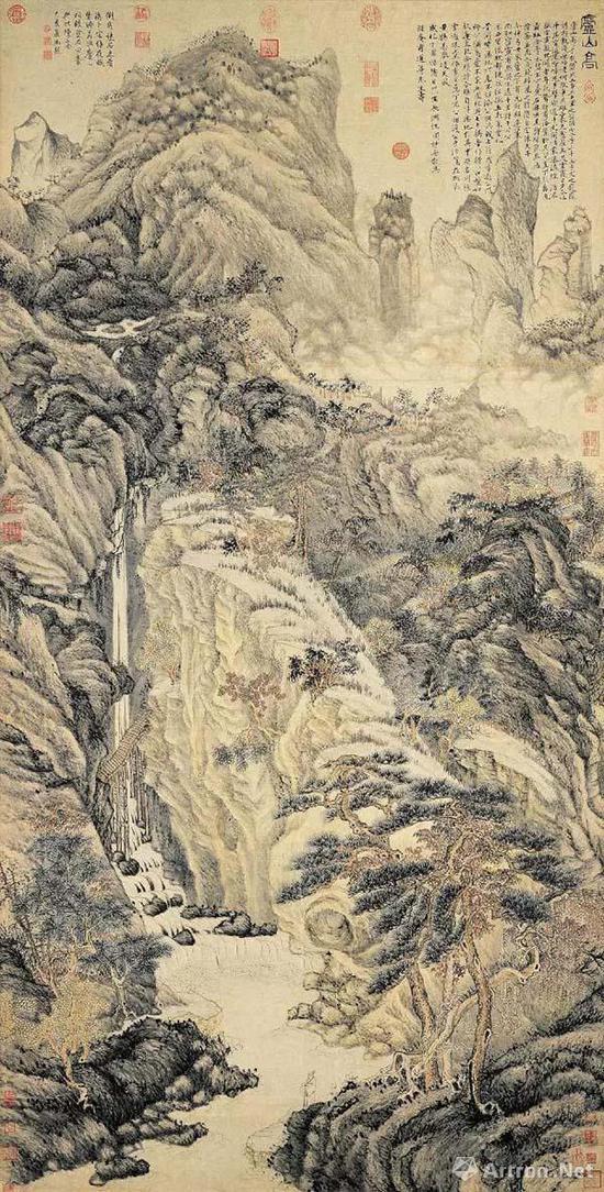 明 沈周 庐山高图 纸本设色 　　193.8×98.1公分 台北故宫博物院藏