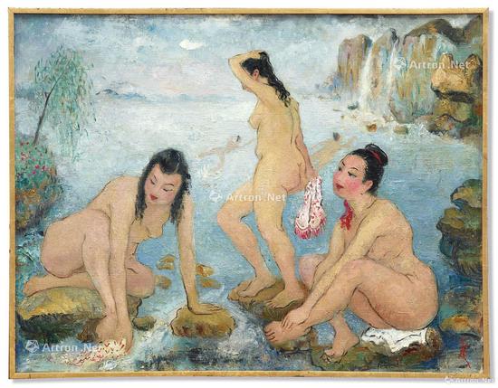 潘玉良 《海边五裸女》油画画布 50x65cm 约1958年作 成交价：2768.4万港元