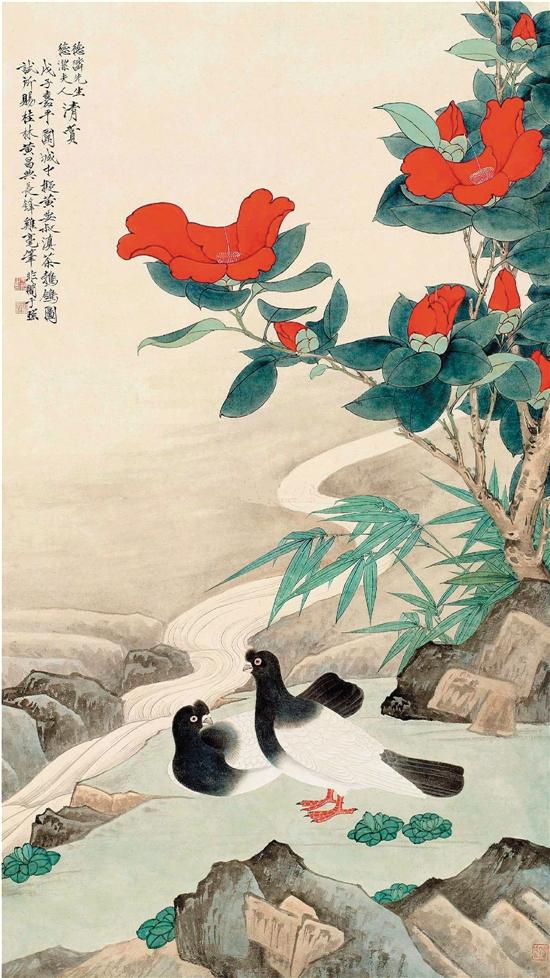 于非闇 滇茶鹁鸽图（2011年北京传是拍卖1207.5万元成交） 1948年