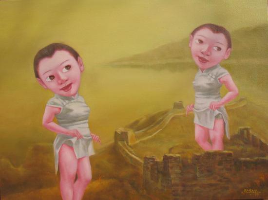 《中国风景》亚麻油画， 80x60cm，2014年