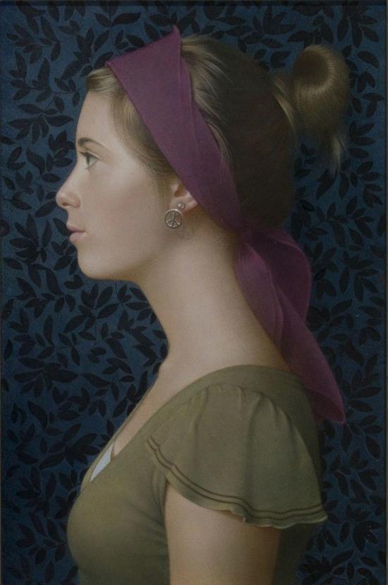 Koo Schadler， Girl in Profile， Purple Headband J。 Cacciola Gallery
