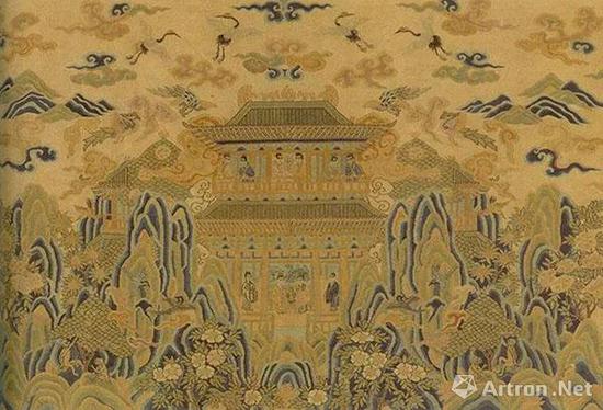 宋 缂丝仙山楼阁 　　纵25.5厘米，横40.8厘米 　　台北故宫博物院藏