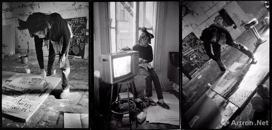 1983年，巴斯基亚在其工作室的场景