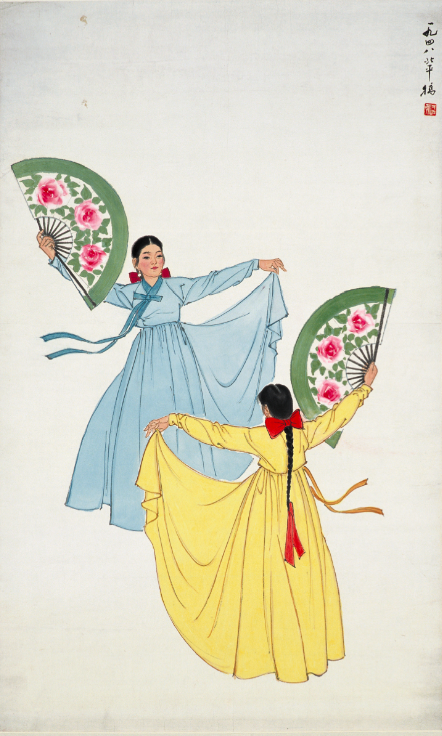 朝鲜双人舞(轴) 1948年 92×56cm 中央美术学院美术馆藏