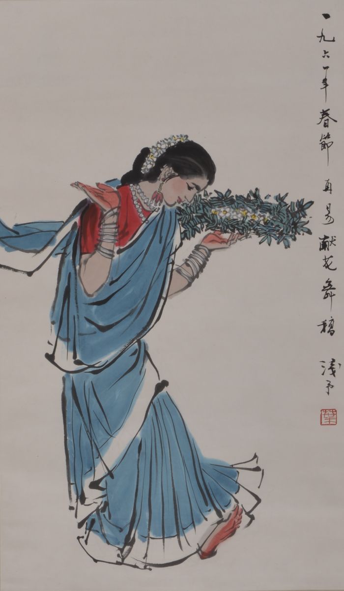 献花舞（轴） 1961年 93.5×55cm 中央美术学院美术馆藏