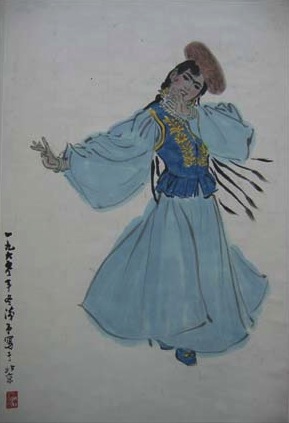 新疆姑娘（轴）1960年 68.5×47cm 中央美术学院美术馆藏