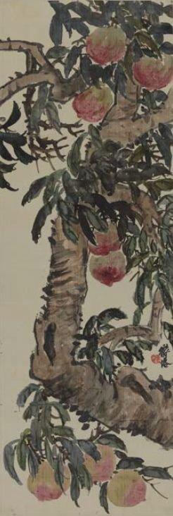 陈师曾《八桃》 中国画 121.8cm×41.2cm.jpg