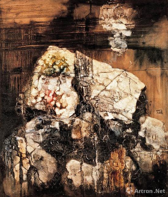 周春芽《山石图》布面油画 149.5×129cm 1992年 中国嘉德成交价：4370万元