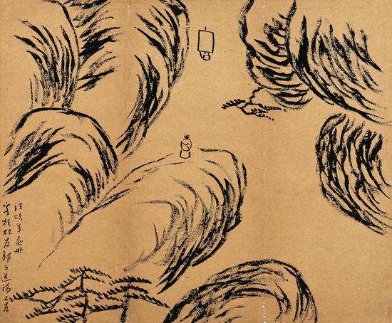 客桂林造稿 齐白石 1905年 33.5×40.5cm 托片 纸本墨笔 北京画院藏